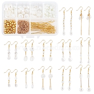 SUNNYCLUE DIY Imitation Pearl Dangle Earring Making Kits, Geometry Glass & Acrylic Beads, Brass Earring Hooks & Jump Rings & Pins & Links, Mixed Color, 18x13.5x5mm, Hole: 1.8mm(DIY-SC0016-53)