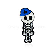 Skeleton Safety Brooch Pin, Alloy Enamel Badge for Suit Shirt Collar, Boy, Skeleton, 30x12mm(JEWB-PW0001-009B)