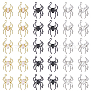 30Pcs 3 Colors Glass Spider Pendant, with Alloy Findings, Lead Free & Cadmium Free, Mixed Color, 25.5x17x4.5mm, Hole: 1.6mm, 10Pcs/color(FIND-DC0004-13)