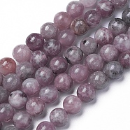 Natural Lepidolite/Purple Mica Beads Strands, Round, 8mm, Hole: 1mm, about 51pcs/strand, 15.9 inch(40.5cm)(G-G770-04A-8mm)