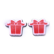 Painted Acrylic Cabochons, for Christmas Day, Gift Box, Red, 13x16x2.5mm(KY-D011-01A)