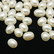 Natural Cultured Freshwater Pearl Beads, Half Drilled Hole, Grade AA, Rice, White, 7.5~8.5x6.5~7mm, Hole: 1mm(PEAR-D002-6.5-7-2AA)