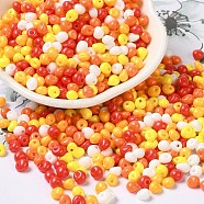 6/0 Opaque Baking Paint Glass Seed Beads, Teardrop, Mixed Color, 4.5~5x4x3~3.5mm, Hole: 0.9mm, about 5625Pcs/Pound(SEED-M012-02A-30)