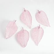 Electroplated Natural Leaf Big Pendants, with Iron Findings, Rose Gold Plated, 70~100x30~50x1mm, Hole: 3x6mm(IFIN-Q119-01I)