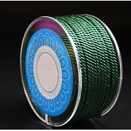 Round Nylon Cords, Milan Cords/Twisted Cords, Green, 1.5mm, about 25.15 yards(23m)/roll(OCOR-E022-A-15)