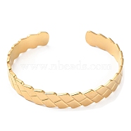 304 Stainless Steel Textured Cuff Bangles, Golden, Inner Diameter: 2-3/8 inch(5.9cm)(BJEW-F457-17G)