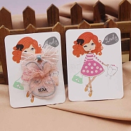 Rectangle Paper Hair Clip Display Cards, Jewelry Display Cards for Hair Clip Storage, White, Girl Pattern, 9x7x0.05cm(CDIS-C004-03H)