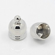 Brass Cord Ends, Platinum Color, about 7mm wide, 10mm long, hole: 1.5mm, 5.5mm inner diameter(EC569-1)