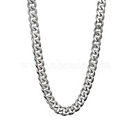 201 Stainless Steel Curb Chain Necklaces, Stainless Steel Color, 20.08 inch(51cm)(NJEW-Q336-12A-P)