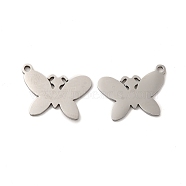 201 Stainless Steel Pendants, Butterfly Charm, Stainless Steel Color, 12.5x17x0.9mm, Hole: 1.4mm(STAS-K251-069P)