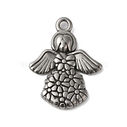 Non-Tarnish 304 Stainless Steel Pendants, Angel Charms, Stainless Steel Color, 21x17x3mm, Hole: 1.6mm(STAS-N103-35P)