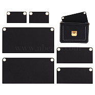 WADORN 6Pcs 3 Style Wool Felt Bag Organizer Inserts, with Alloy Grommets, for Envelope Bag Interior Accessories, Rectangle, Black, 9.2~24.9x5.4~12.45x0.3cm, Hole: 10mm, 2pcs/style(FIND-WR0008-36)