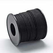 Faux Suede Cords, Faux Suede Lace, Black, 2.7x1.5mm, about 27.34 yards(25m)/roll(LW-R027-2.7mm-1090)