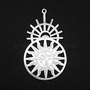 201 Stainless Steel Pendants, Laser Cut, Helm with Sun & Moon, Stainless Steel Color, 42.5x25x1mm, Hole: 1.4mm(STAS-S105-LA113)