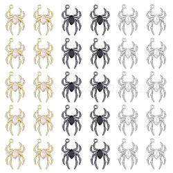 DICOSMETIC 30Pcs 3 Colors Glass Spider Pendant, with Alloy Findings, Lead Free & Cadmium Free, Mixed Color, 25.5x17x4.5mm, Hole: 1.6mm, 10Pcs/color(FIND-DC0004-13)