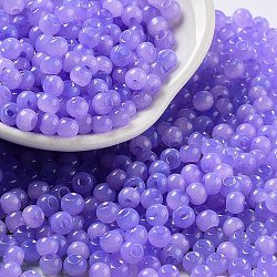 Glass Seed Beads, Imitation Cat Eye, Rondelle, Medium Purple, 4x3.3mm, Hole: 1.4mm(SEED-M011-02A-19)