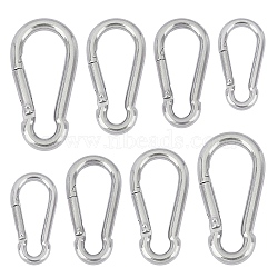 304 Stainless Steel Rock Climbing Carabiners, Spring Clasp, Key Clasps, Stainless Steel Color, 40~70x20~35x4~8mm, 8pcs/box(STAS-UN0013-71P)