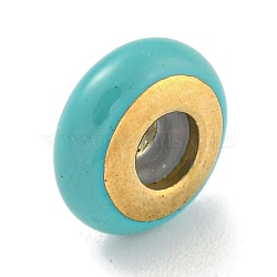 304 Stainless Steel Enamel European Beads, with Rubber inside, Large Hole Beads, Rondelle, Golden, 11.5x5mm, Hole: 4.5mm(STAS-U005-01C-G)