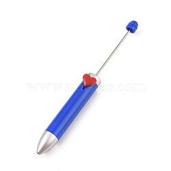 Heart Plastic Ball-Point Pen, Iron Pole Beadable Pen, for DIY Personalized Pen with Jewelry Beads, Blue Violet, 156x14.5mm, Pin: 2mm(AJEW-P126-B05)