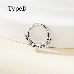 316 Surgical Stainless Steel Spike Hoop Nose Rings, Cone, Stainless Steel Color, 8mm, Pin: 1.2mm(WG34C30-01)