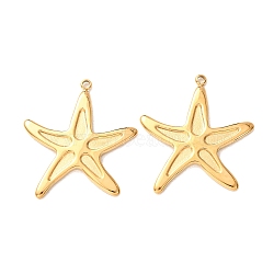304 Stainless Steel Pendants, Starfish Charms, Golden, 25.5x23.5x1.5mm, Hole: 1.5mm(SA-CBAAA8B-07G)