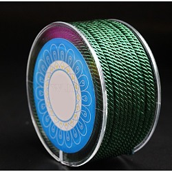 Round Nylon Cords, Milan Cords/Twisted Cords, Green, 1.5mm, about 25.15 yards(23m)/roll(OCOR-E022-A-15)