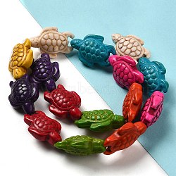 Dyed Synthetic Turquoise Beads Strands, Sea Turtle, Colorful, 29x19.5x11.5mm, Hole: 1.8mm(X-G-G024-01)
