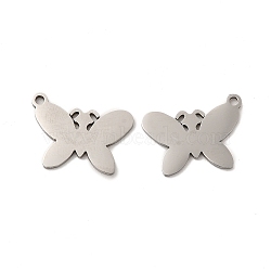 Non-Tarnish 201 Stainless Steel Pendants, Butterfly Charm, Stainless Steel Color, 12.5x17x0.9mm, Hole: 1.4mm(STAS-K251-069P)