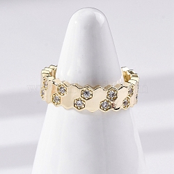 Brass Micro Pave Clear Cubic Zirconia Cuff Rings for Women, Golden, 5.5mm, Inner Diameter: 17mm(RJEW-S398-02G)