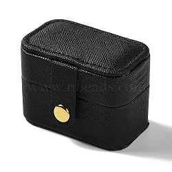 Rectangle PU Leather Jewelry Ring Storage Boxes, Travel Portable 4 Ring Cases, Black, 3.8x6.4x4.75cm(CON-K002-06A)