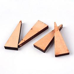 Wood Pendants, Lead Free, Triangle, Dyed, Navajo White, 40.5x15x4.5~5mm, Hole: 2mm(WOOD-S659-23-LF)