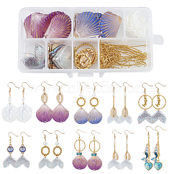 SUNNYCLUE DIY Mermaid Theme Earring Making Set, Acrylic Links & Pendants, with Alloy & Iron Linking Rings, Glass Pearl Beads, Brass Cable Chains, Iron Jump Rings & Eye Pin, Brass Earring Hooks, Mixed Color, 13.5x7x3cm(DIY-SC0013-38)