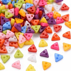 2-Hole Plastic Buttons, Triangle, Mixed Color, 5.5x6x2mm, Hole: 1.2mm(BUTT-N018-027)