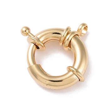 Eco-friendly Brass Spring Ring Clasps, Cadmium Free & Lead Free, Long-Lasting Plated, Real 24K Gold Plated, 26x21.5x7.5mm, Hole: 4mm, Inner Diameter: 12mm