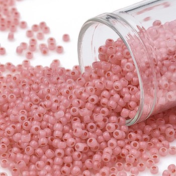 TOHO Round Seed Beads, Japanese Seed Beads, Frosted, (911F) Frosted Ceylon Impatiens Pink, 11/0, 2.2mm, Hole: 0.8mm, about 1110pcs/10g