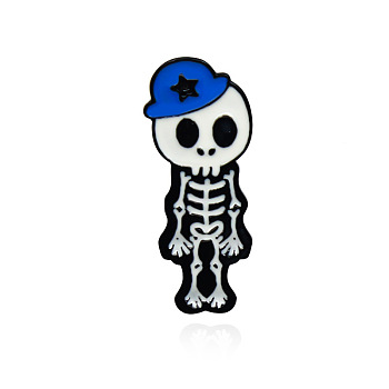 Skeleton Safety Brooch Pin, Alloy Enamel Badge for Suit Shirt Collar, Boy, Skeleton, 30x12mm
