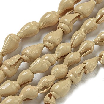 Spray Painted Natural Spiral Shell Beads Strands, Shell Shape, BurlyWood, 6.5~12x4.5~8x4~7mm, Hole: 2mm, about 188pcs/strand, 61.10''(155.2cm)