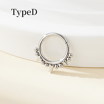 316 Surgical Stainless Steel Spike Hoop Nose Rings, Cone, Stainless Steel Color, 8mm, Pin: 1.2mm