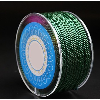 Round Nylon Cords, Milan Cords/Twisted Cords, Green, 1.5mm, about 25.15 yards(23m)/roll
