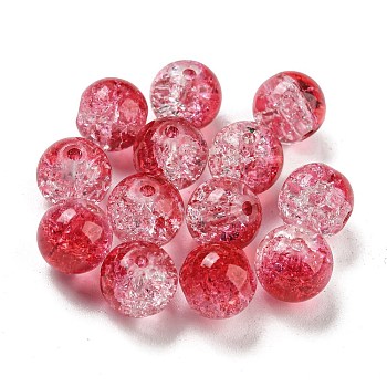 Transparent Spray Painting Crackle Glass Beads, Round, Red, 8mm, Hole: 1.6mm, 300pcs/bag