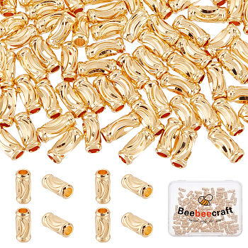 100Pcs Brass Tube Beads, Nickel Free, Real 18K Gold Plated, 7x3mm, Hole: 1.8mm