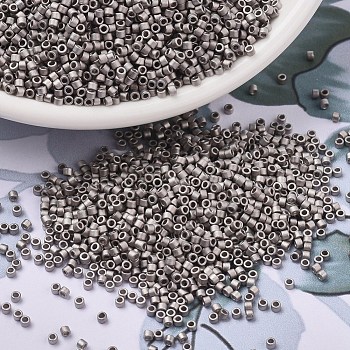 MIYUKI Delica Beads Small, Cylinder, Japanese Seed Beads, 15/0, (DBS0338) Matte Palladium Plated, 1.1x1.3mm, Hole: 0.7mm, about 175000pcs/bag, 50g/bag