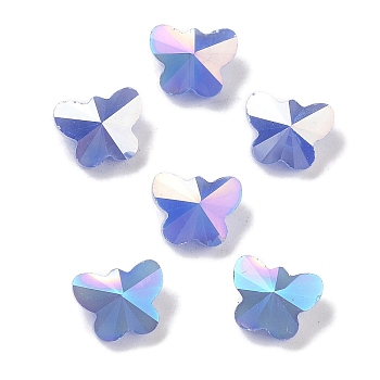 Electroplate Glass Beads, AB Color Plated, Butterfly, Faceted, Medium Slate Blue, 8x10x6mm, Hole: 1mm, 100pcs/set