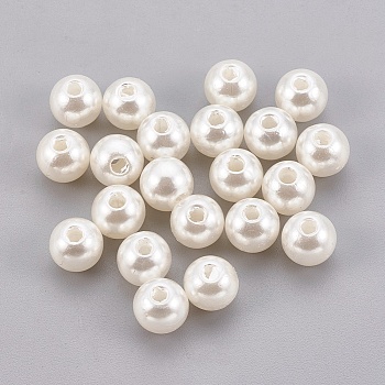 ABS Plastic Imitation Pearl Beads, Round, Old Lace, 11~12mm, Hole: 2.3mm
