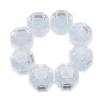 Transparent Plastic Ring Boxes, Jewelry Box, White, 3.8x3.8x3.8cm