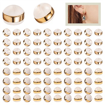 40Pcs 2 Style Silicone Ear Nuts, Frosted, Earring Backs, Golden, 5.5x4mm, Hole: 0.5mm, 5.7x5.7x4.5mm, Hole: 1mm, 20pcs/color