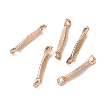 Ion Plating(IP) 304 Stainless Steel Connector Charms, Flat Bar Links, Rose Gold, 13x2.5x1mm, Hole: 1.2mm