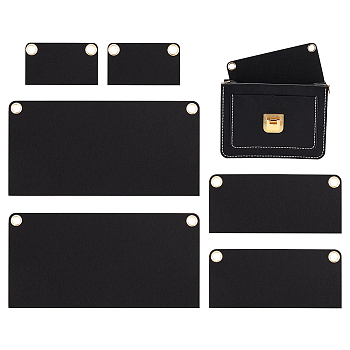 WADORN 6Pcs 3 Style Wool Felt Bag Organizer Inserts, with Alloy Grommets, for Envelope Bag Interior Accessories, Rectangle, Black, 9.2~24.9x5.4~12.45x0.3cm, Hole: 10mm, 2pcs/style