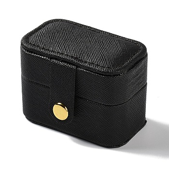 PU Leather Jewelry Box, Travel Portable Jewelry Case, for Rings, Earrings and Pendants, Black, 3.8x6.4x4.75cm
