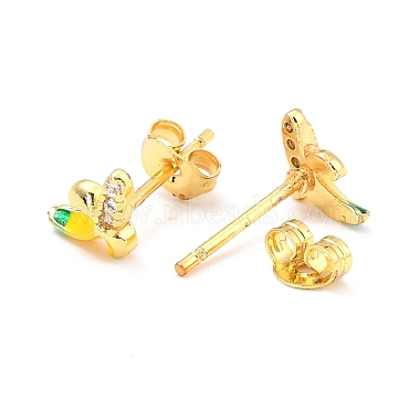 Banana Brass Micro Pave Clear Cubic Zirconia Stud Earrings(EJEW-D273-03G)-2